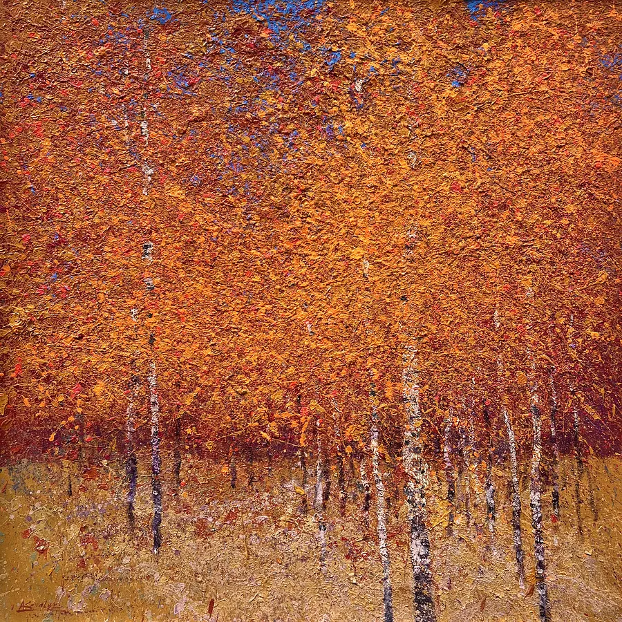 Image of Autumn by Andrii Kovalyk, size: 70x70 cm , made of Oil, Original Artworks  medium, from Madrid, part of the Sold series