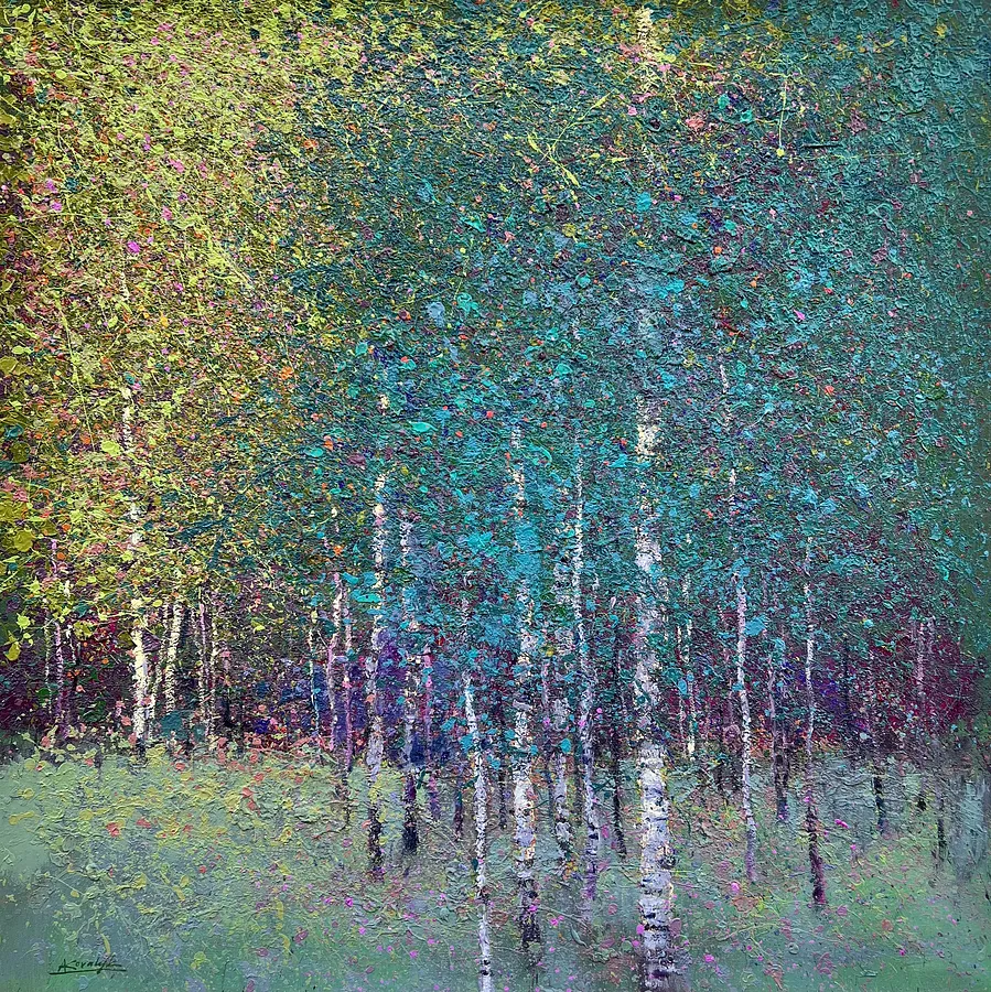 Image of Summer by Andrii Kovalyk, size: 70x70 cm , made of Oil on canvas , Original Artworks  medium, part of the Sold series