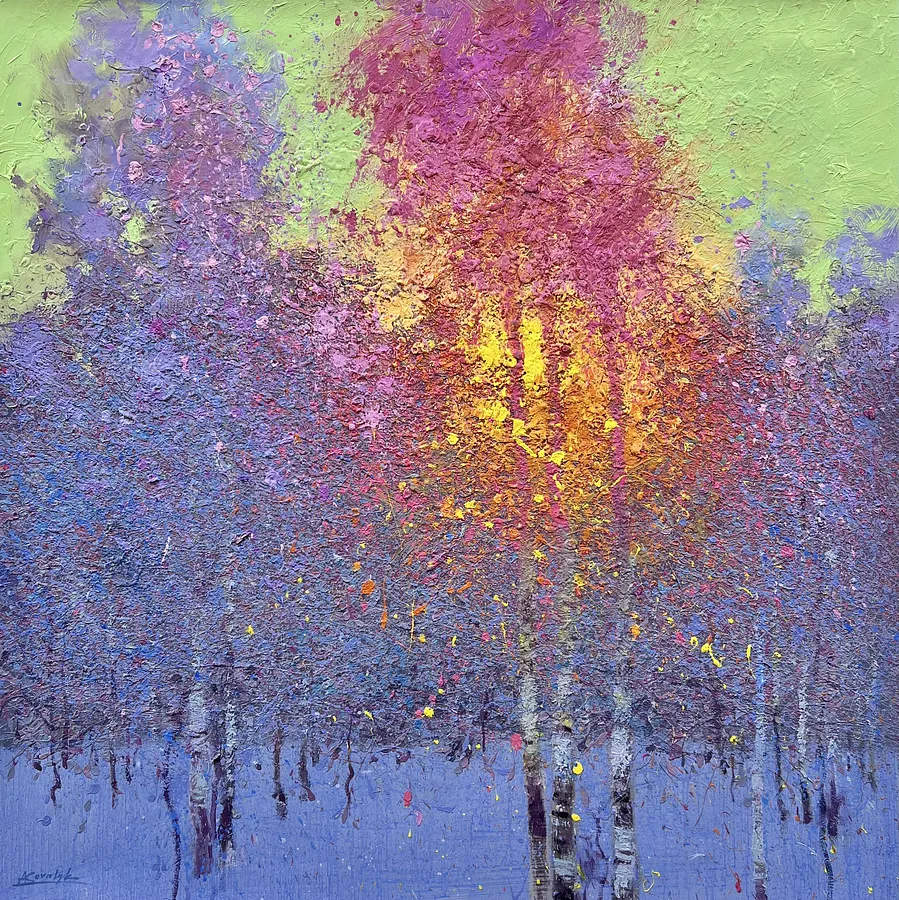 Image of Winter  by Andrii Kovalyk, size: 70x70 cm , made of Oil on canvas , Original Artworks  medium, part of the Sold series