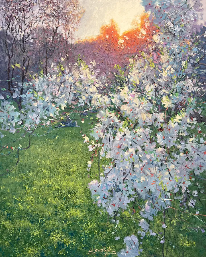 Image of Breath of Spring by Andrii Kovalyk, size: 100x81 cm , made of Oil on canvas , Original Artworks  medium, from Madrid , part of the Landscapes Around the World  series, priced at €2500